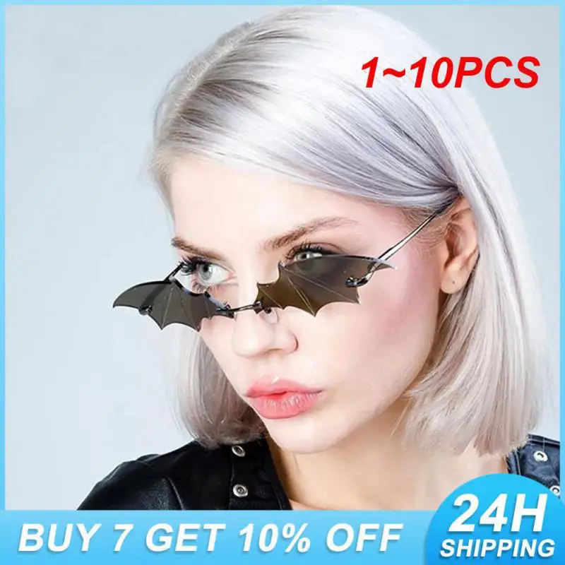 1~10PCS Travel Bat Shape Glasses Vintage Eyewear Personality Adults Sun Glasses Rimless Sunglasses Exaggerated