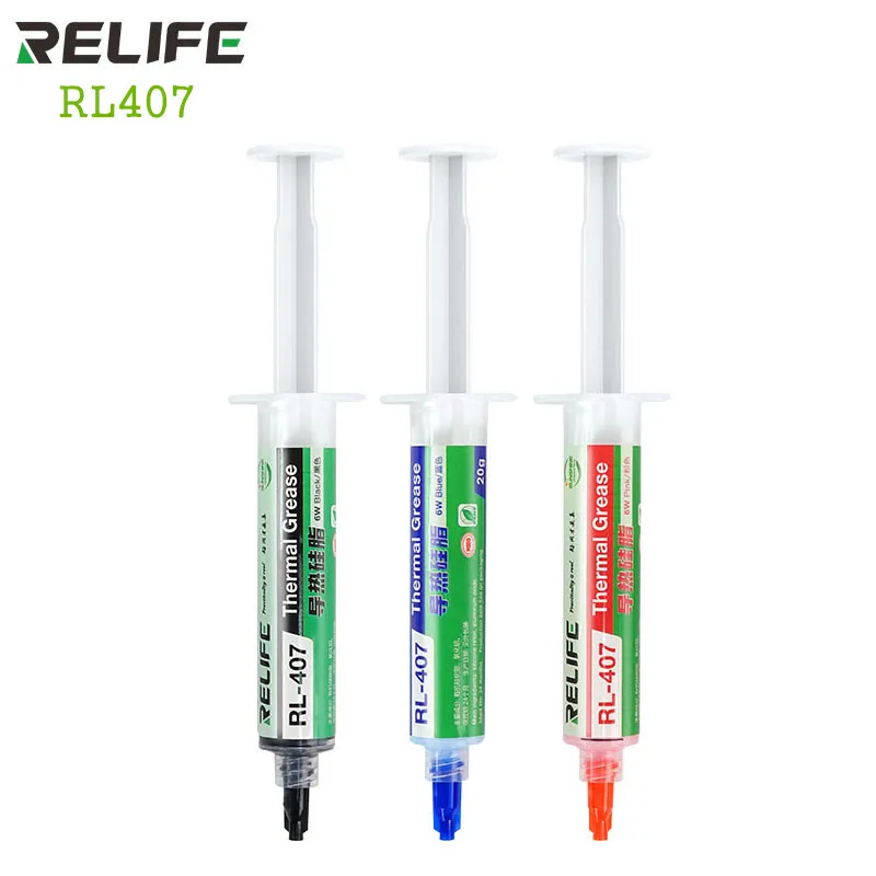 

Relife RL-407 Thermal Grease 20G 6W Efficient Heat Conduction Repid Cooling For Phone Laptop Desktop CPU/Graphics Card Repair