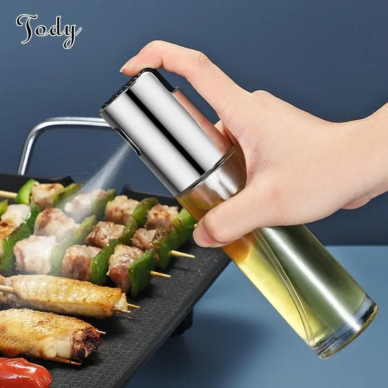 100ML Stainless Steel Oil Leak-proof Spray Bottle Barbecue Oil Pot Seasoning Bottle with Scale for Cooking Air Fryer BBQ Baking