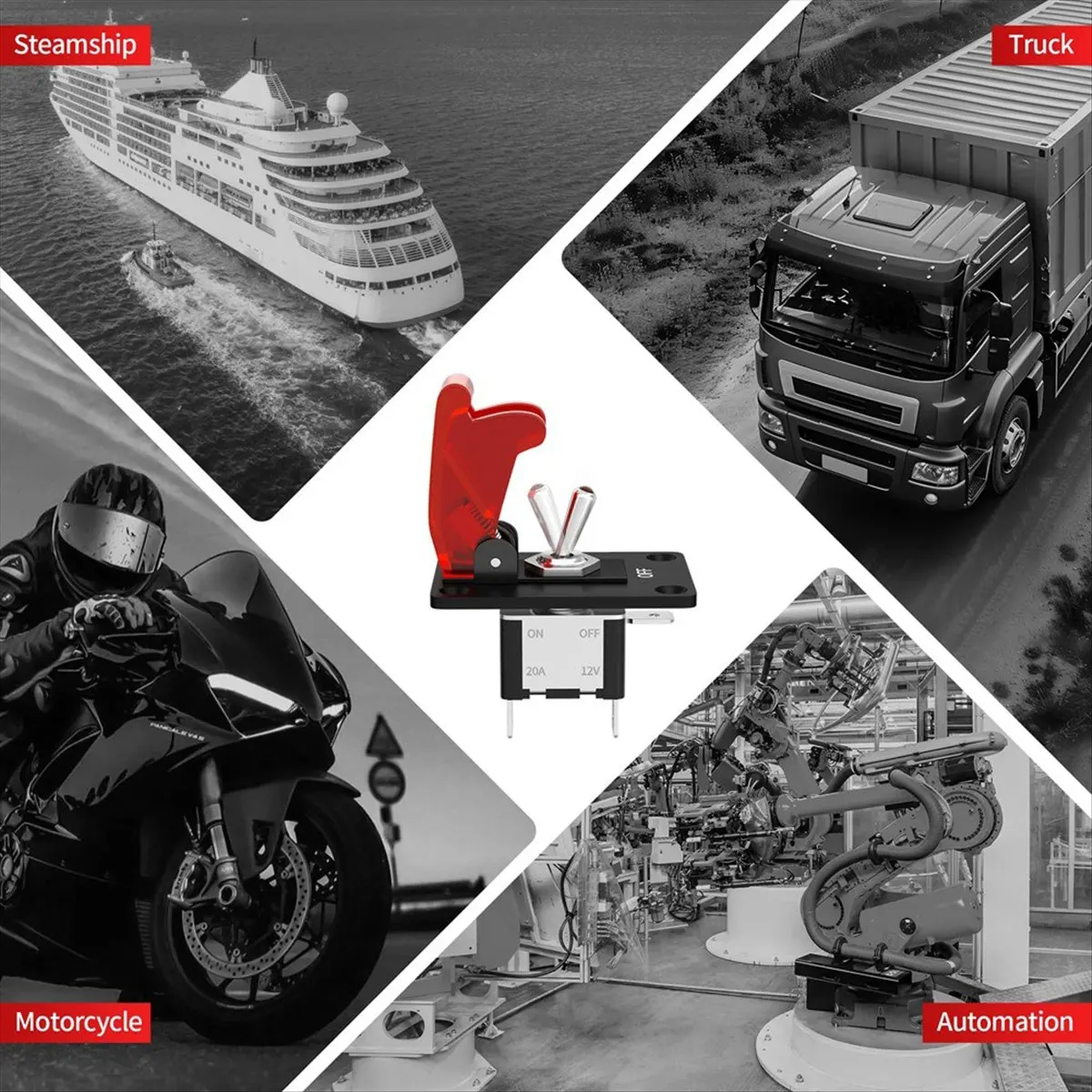 مفتاح تبديل ABNH 12 فولت تيار مستمر 20 أمبير مفتاح تبديل مضاء 3 دبوس تشغيل/إيقاف SPST LED مضاء مع لوحة تركيب