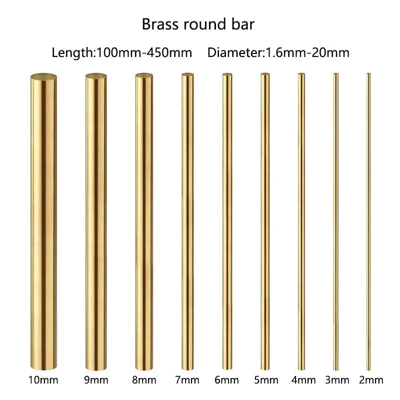 Rodada Barra de Latão para Punho de Faca Handle Part Acessórios Faça Você Mesmo Diâmetro 1.620 mm Comprimento 100450 mm 110 Pcs