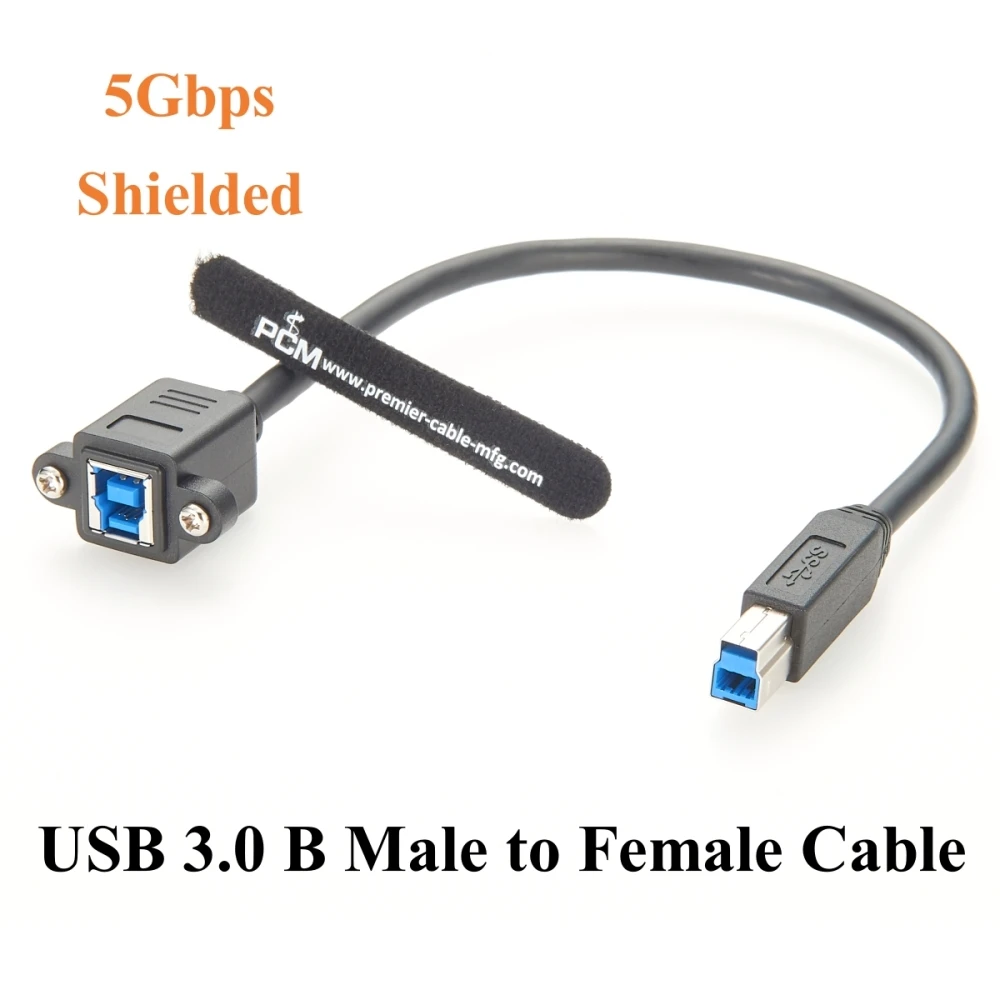 Screw Panel Mount USB 3.0 Type B Male to Female Extension Cable 5Gbps USB B Printer Cable for Charging & Data,Hard Disk,Scanner