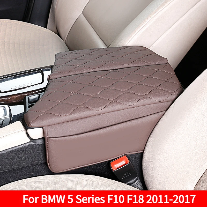 Leather Center Console Armrest Box Heightening Storage Protector Pad For BMW F10 F18 5 Series 2011-2017 Car Interior Accessories