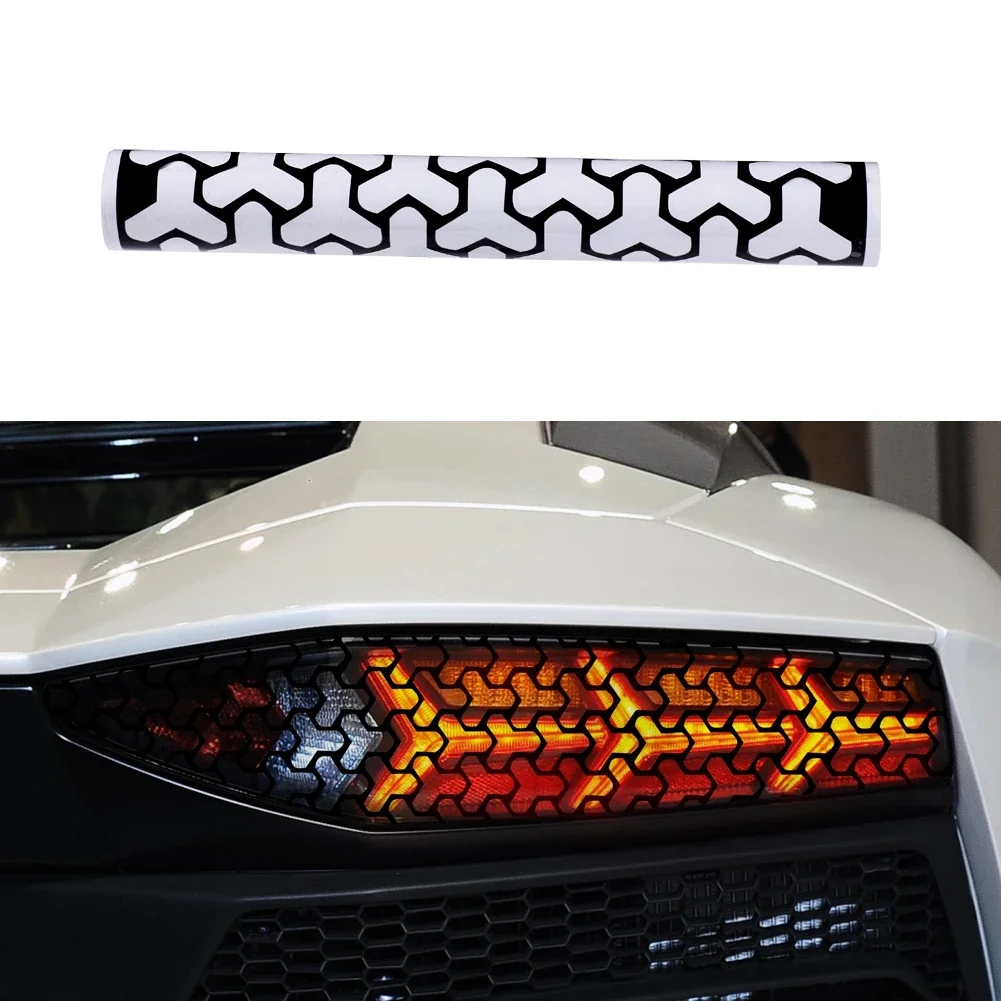 

Car Rear Tail Light Honeycomb Gaphic Stickers Hollow Auto Lamp Light Film Taillight Lamp Cover Shield 48*30cm