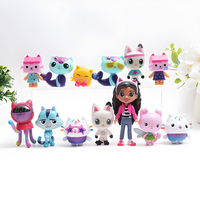 13pcs Gabby Dollhouse Anime Figure Toy Smiling Car Cat Hug Gaby Girl Dolls Mercat Cartoon Action Figure Kids Xmas Birthday Gifts