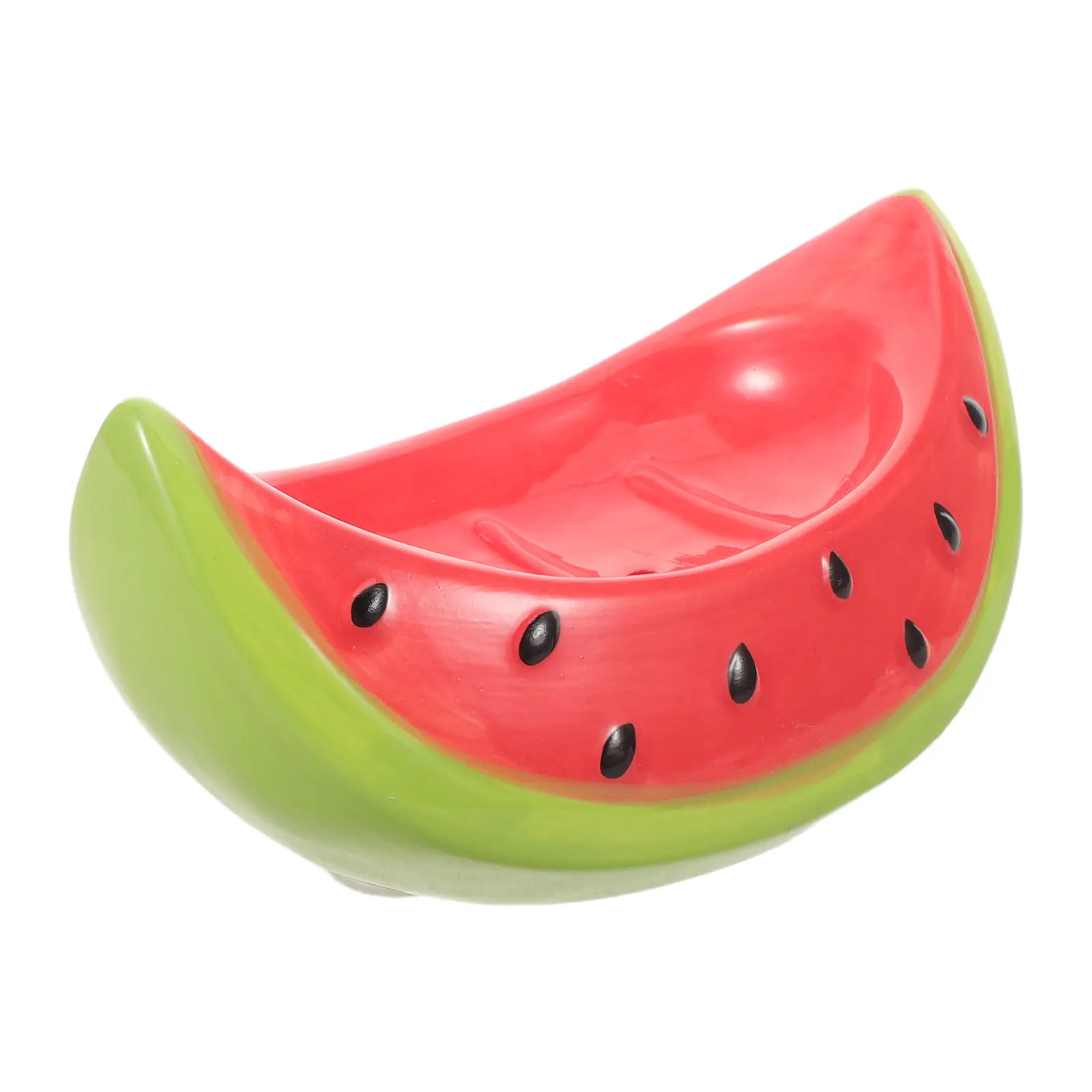 

Watermelon Shape Soap Dish Ceramic Self Draining Soap Holder Tray Bathroom Sink Shower Countertop Decorative Tray