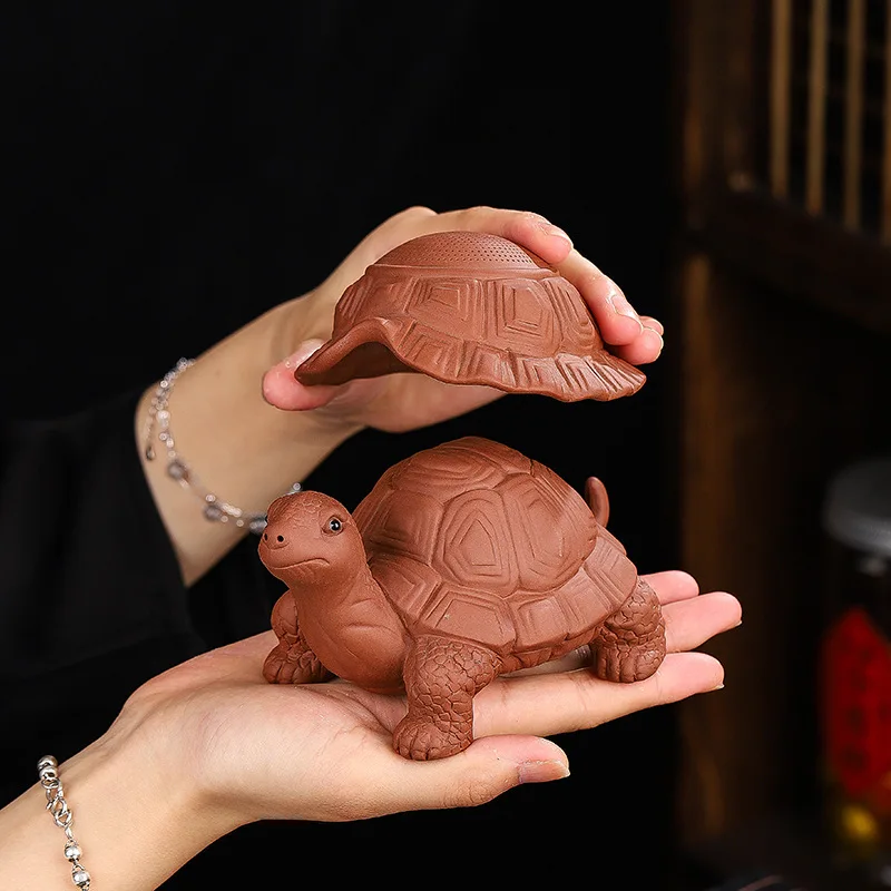 Tea Strainer Dragon Turtle Purple Sand Longevity Turtle Tea Pet Tea Infuser Filter Screen Household Tea Room Decoration