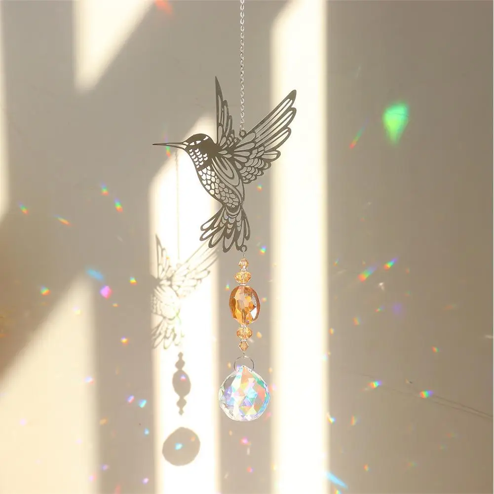 Crystal Suncatcher Animal Hummingbird Pendant ForHome Window Wall Outdoor Garden Light Gathering Decoration Party Supplies