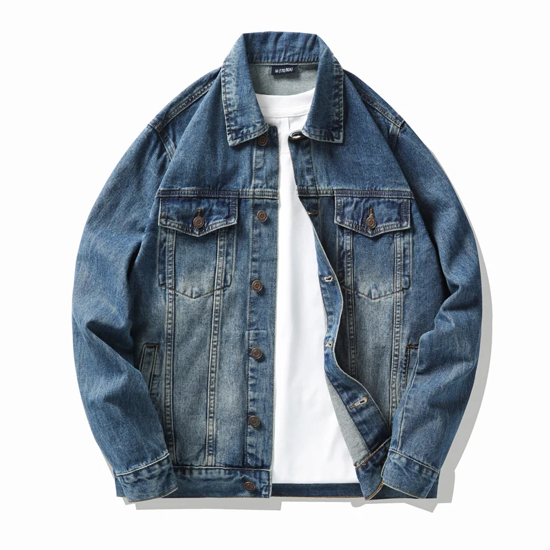 

2025 Autumn Spring Heavyweight 6-Color Men's Denim Jacket - Versatile American Retro Regular Fit Casual Coat Plus Size 5XL