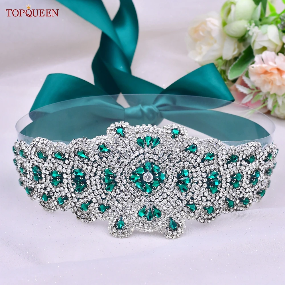 TOPQUEEN  Rhinestones Crystal Luxury Belts Wedding Girlfriend Belt Female Party Woman Flowers Belt For Dress S88