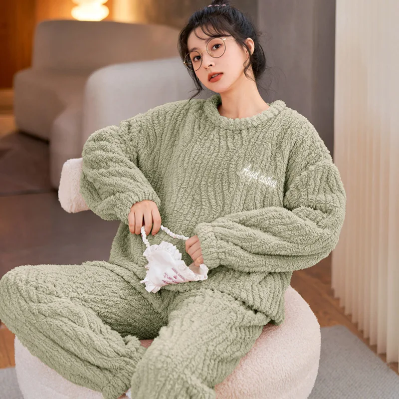 

Милый пижамный халат для девочек, ночная рубашка, домашняя одежда, пижама, утолщенная фланель, коралловый флис, женские брюки с длинными рукавами, верхняя одежда, осень-зима