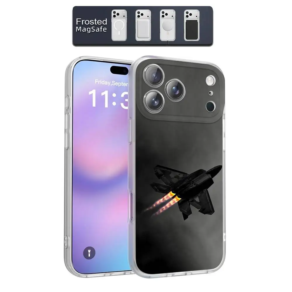 Kampfflugzeug F-F-22 Raptor Handyhülle für iPhone 17,16,15,14,13,12,11,Pro,Max,Plus,E,Air,Mini Magnetisch Magsafe Frosted Clear