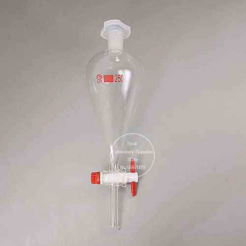 Embudo separador de vidrio en forma de pera con pistón de vidrio/PTFE para experimentos de laboratorio, 30ml, 60ml, 125ml, 250ml, 500ml, 1000ml, 1 Uds.