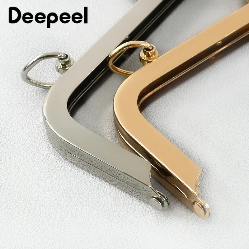 Deepeel 1-5Pcs 20/25cm Purse Frame Kiss Clasp Metal Square Smooth Handles for Bag DIY Sewing Brackets Screw Wallet Accessories