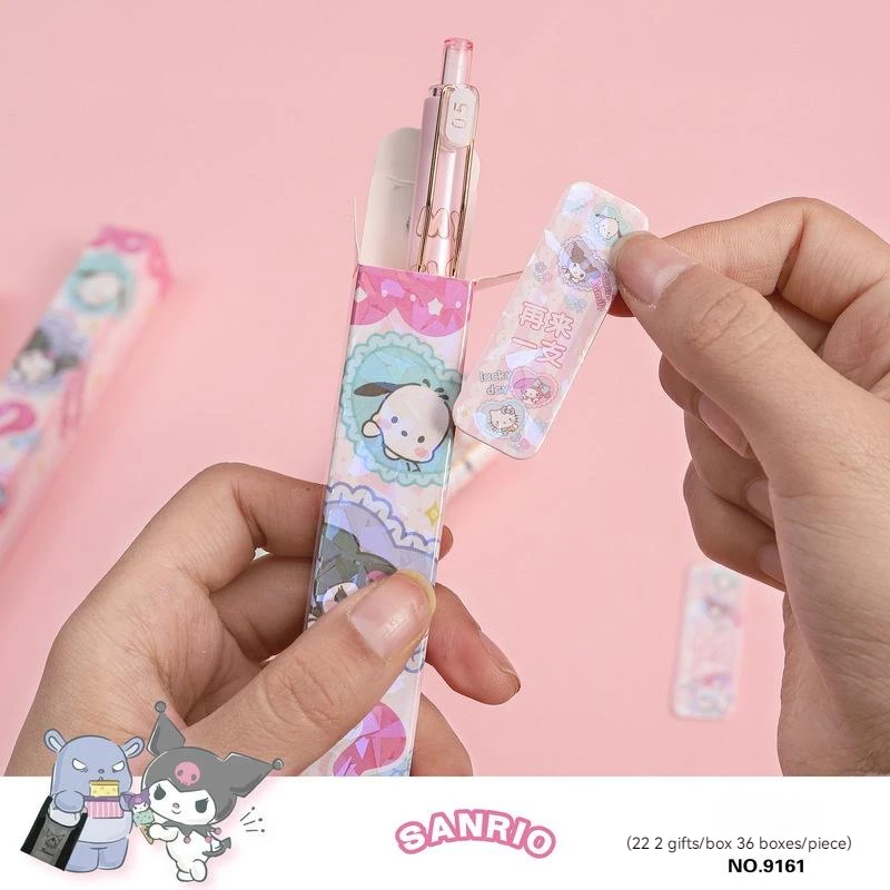 Imagem -06 - Sanrio Kuromi Minha Melody Cartoon Gel Pen Alto Valor Material Escolar Estudante Assinatura Preto Pen Presentes Kawaii Novo 0.5 mm 24 Pcs