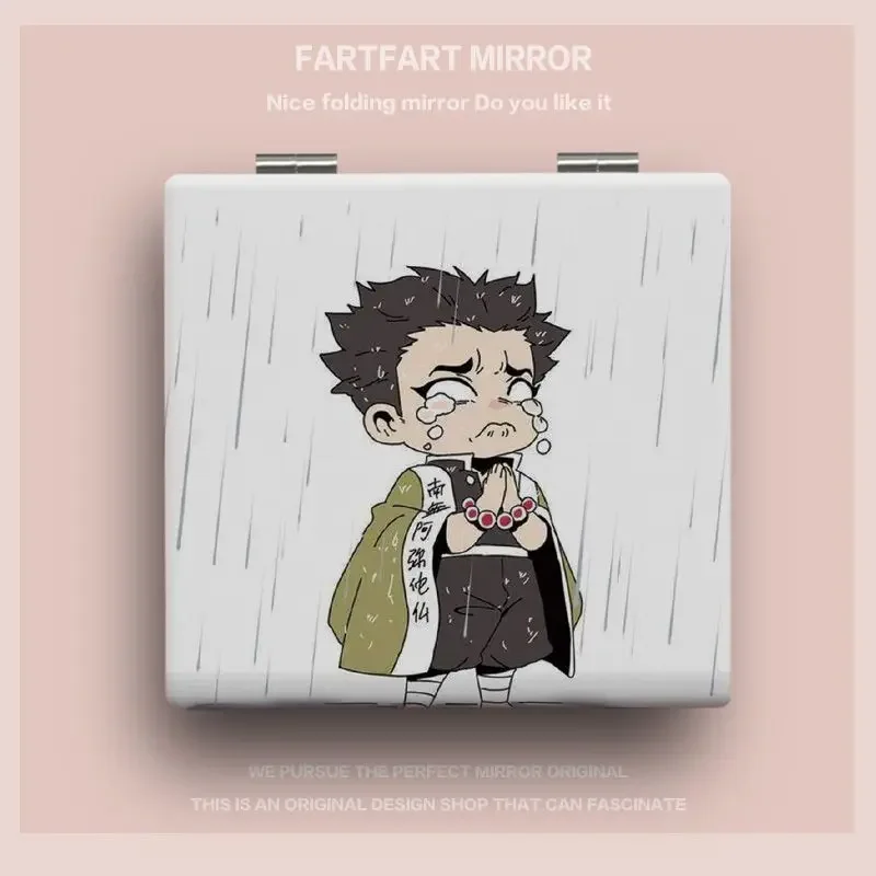 New Demon Slayer anime cartoon student mini makeup mirror Midouzi Tanjiro two-dimensional portable handheld folding small mirror