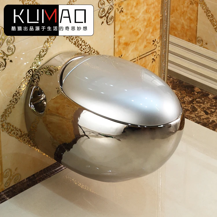

Silver wall-mounted toilet Small apartment household wall-mounted toilet