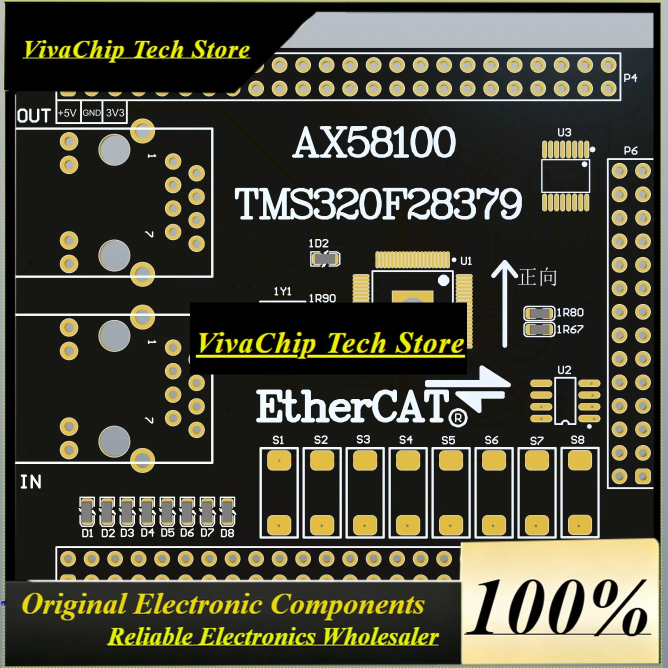 ViVaSTMS320F28379+AX58100 EtherCAT Servo Slave CIA402 SPI/EXMC Dual Mode