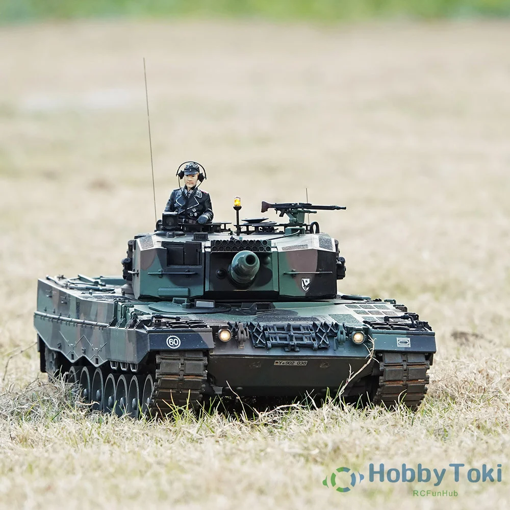 Novo 1/16 alemanha leopardo 2a4 rc tanque de batalha mundial militar ww2 fumaça & som remoto 2.4g l2a4 camuflagem de alta qualidade hobbytoki