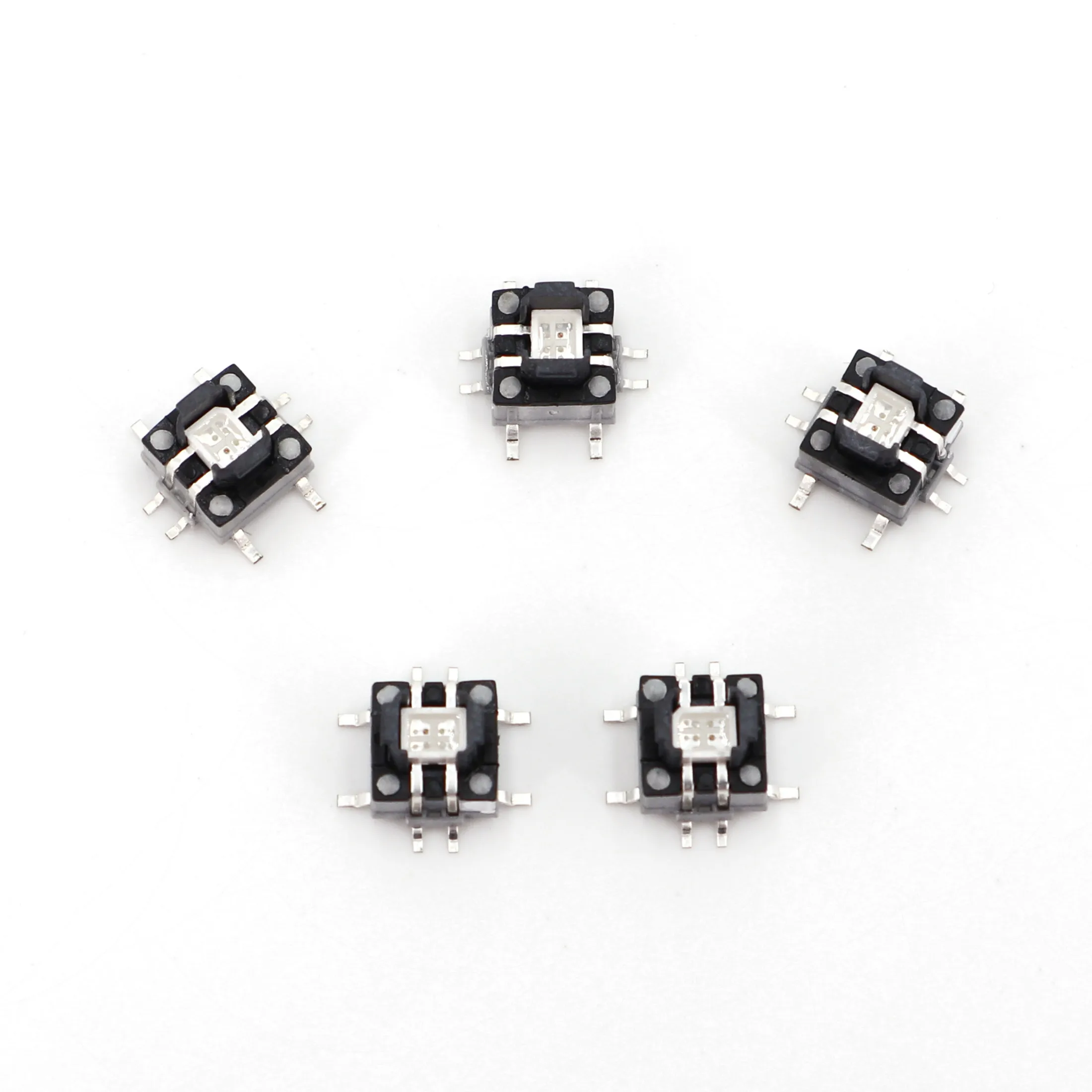 5Pcs TS3 Square 6.5x6.5mm Triple Color RGB LED Momentary SPST PCB Surface Mount Pushbutton Click Tact Switch