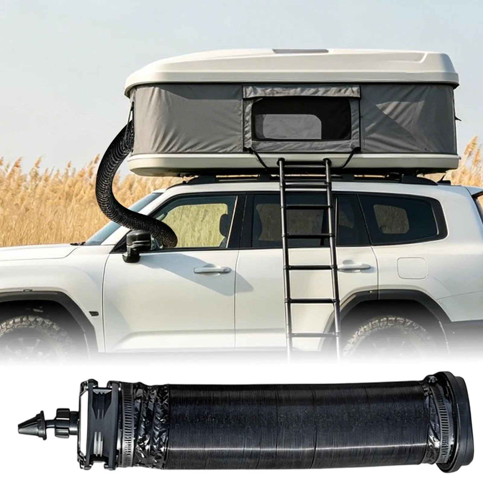 Auto-Klimaanlagen-Lüftungsverlängerung, faltbarer AC-Lüfterauslassadapter, Klimaanlagen-Luftauslasskanal für Wohnmobil, SUV, LKW, Rücksitz