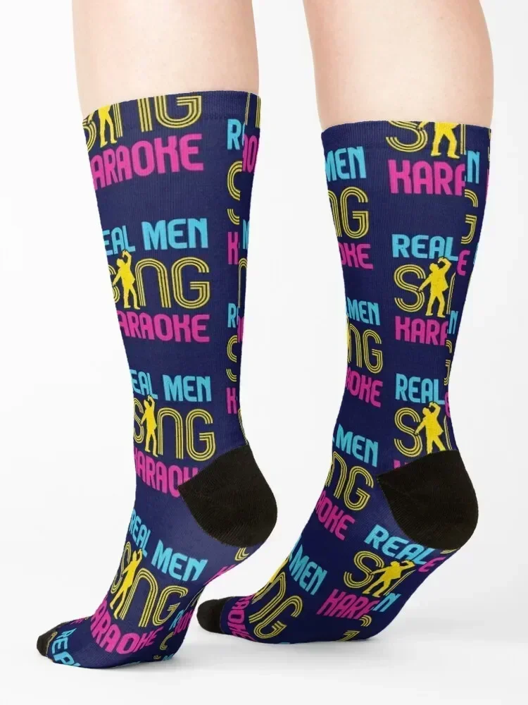 Real Men Sing Karaoke Socks christmas gift crazy moving stockings fashionable Socks Men Women's