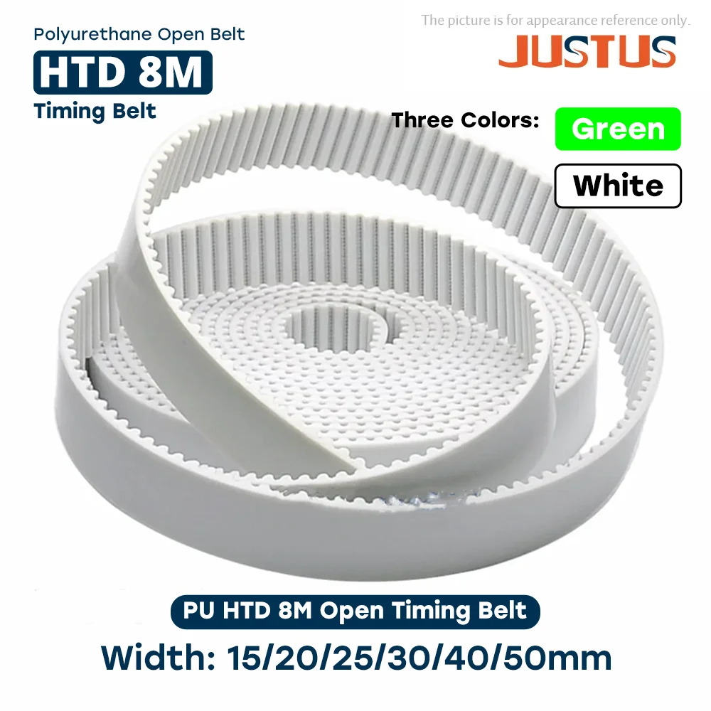 

HTD 8M PU Open belt Two Colors Width: 15/20/25/30/40/50mm Timing Polyurethane Transmission Belt For 3DPrinters Etc