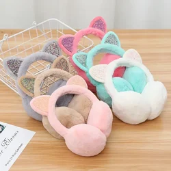 ใหม่น่ารักฤดูหนาว Warm Cat หูอุ่น Glitter หู Plush Earmuffs สำหรับขี้เล่นสาวหู Muffs เย็นป้องกัน Warm ร้อน