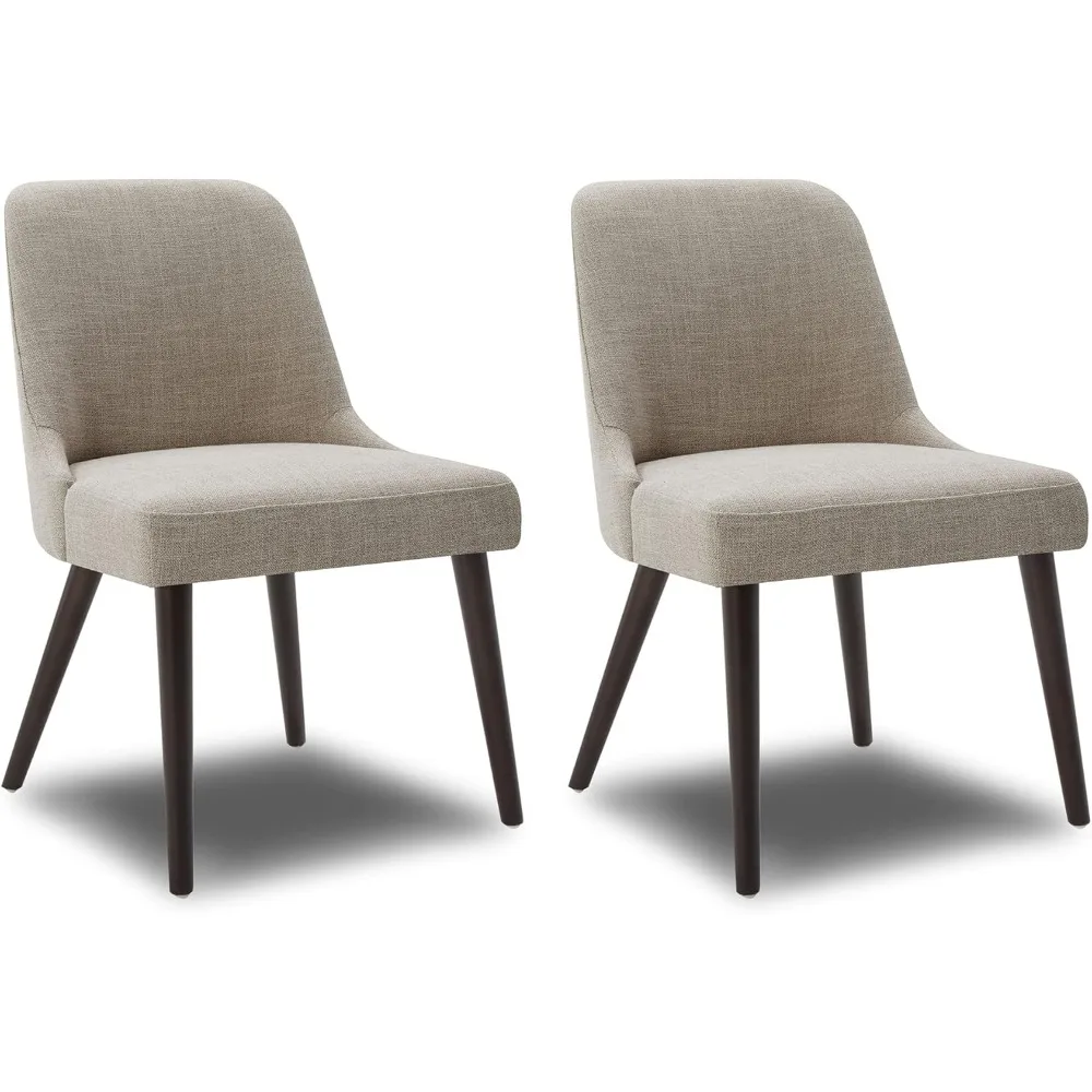 CHITA Mid-Century Modern Dining Chair, Upholstered Fabric Accent Chair for Dining Room, Set of 2, Flax Beige in Fabric