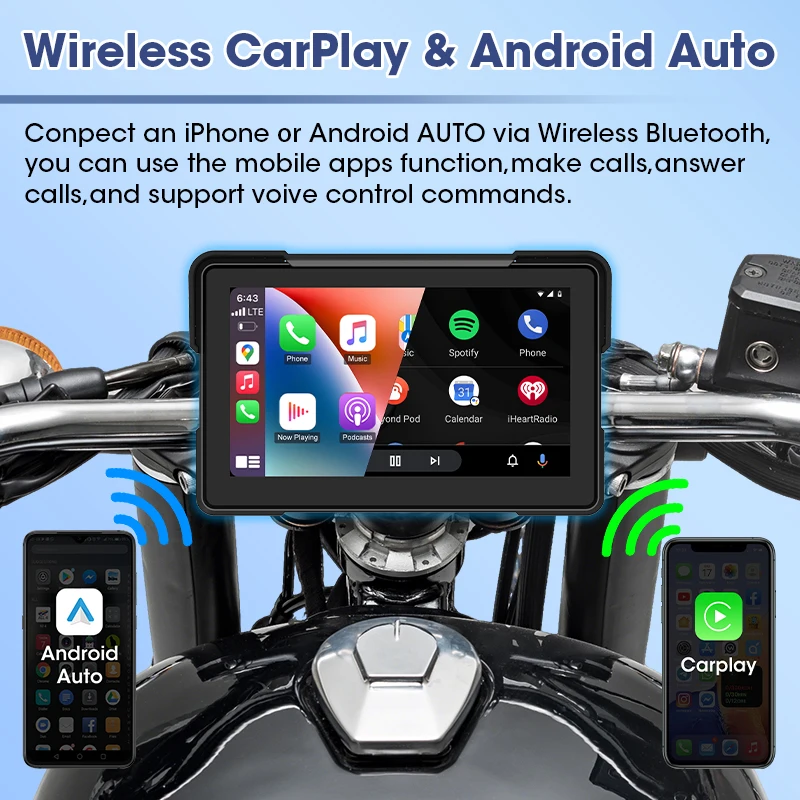 Jansite Wireless CarPlay Android Auto Portable Motorcycle Digital Dashboard Navigation Screen Special For BMW R1200GS R1250GS