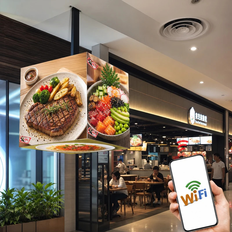 boite-a-lumiere-cubique-a-quatre-faces-360-°-afficheur-de-menu-mural-boite-a-lumiere-publicitaire-3d-ecran-led-avec-telecommande