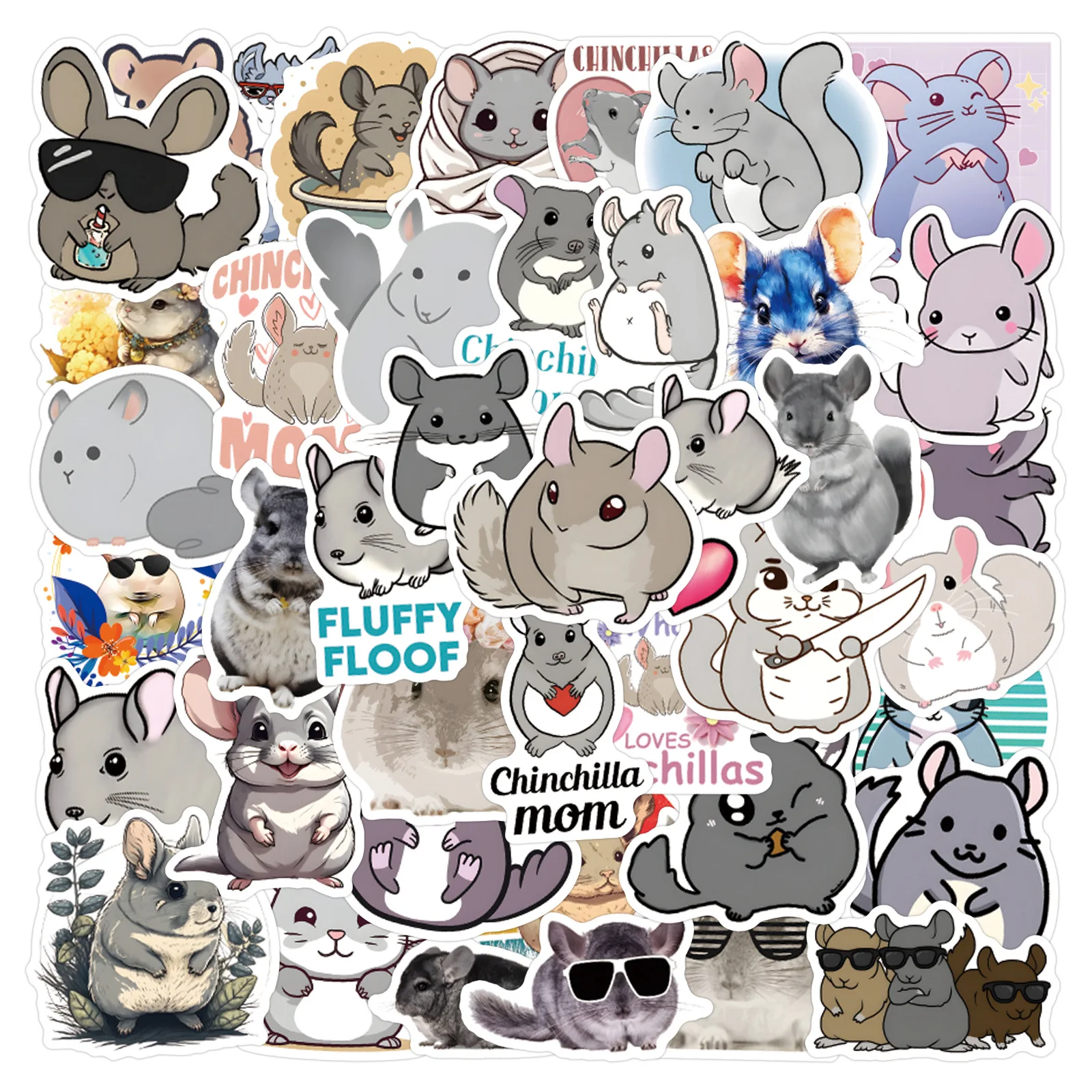 

110PCS Cartoon Animal Chinchilla Graffiti Stickers Waterproof Fridge Guitar Laptop Motorcycle Skateboard Decal Toy