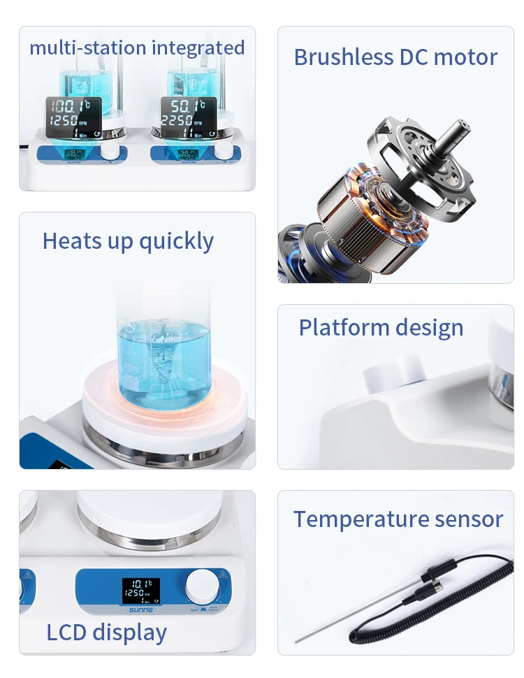 2026 new laboratory instrument 2/4-position heating plate multi position heating plate magnetic stirrer