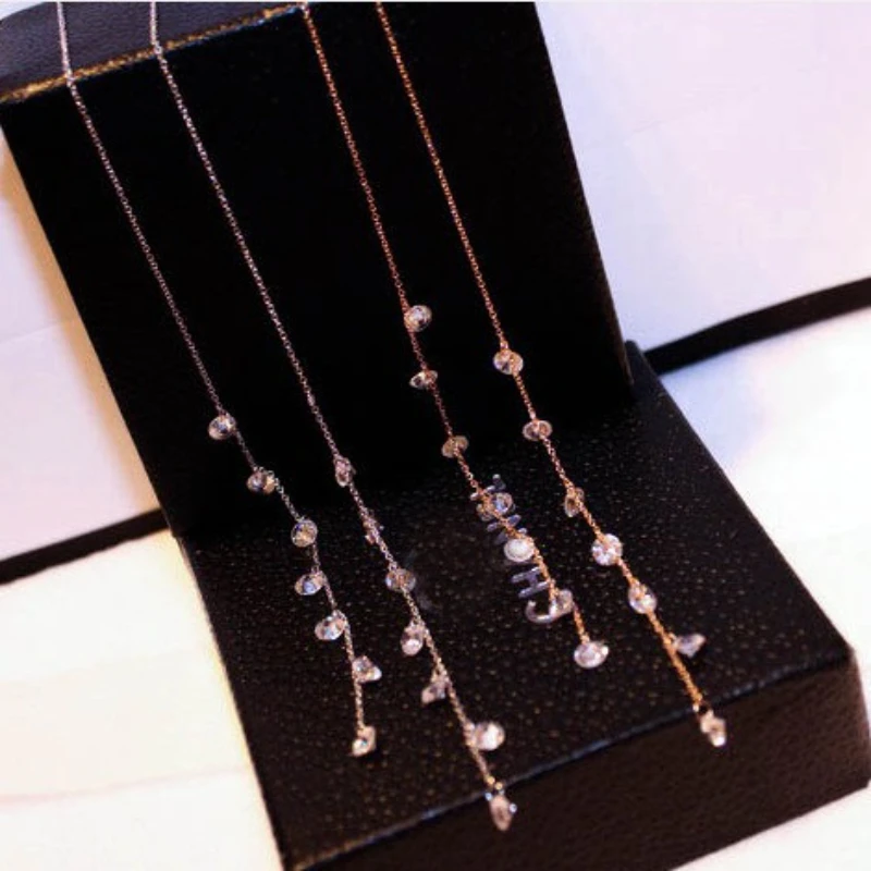 رائجة البيع 925 فضة أقراط زركونيا النسخة الكورية هدية عصرية فاخرة أنيقة الأذن الحلي للنساء #3