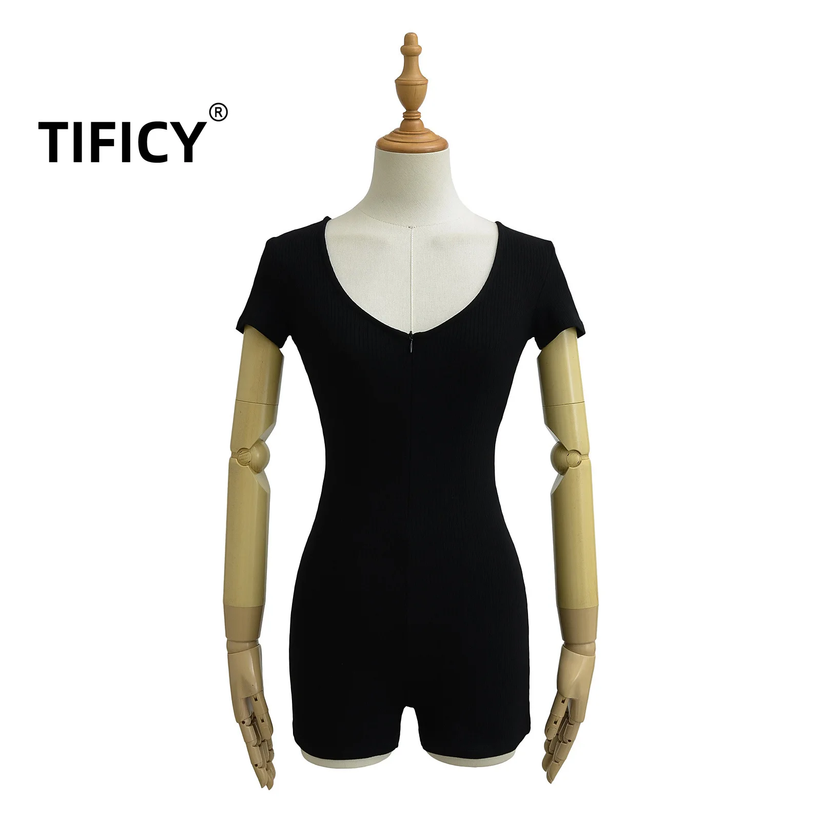 Sexy Hot Girl Short Sleeved Jumpsuit and Romper Women's New Style To Show Off Figure Yoga Fitness V-neck Zipper Leggings Shorts