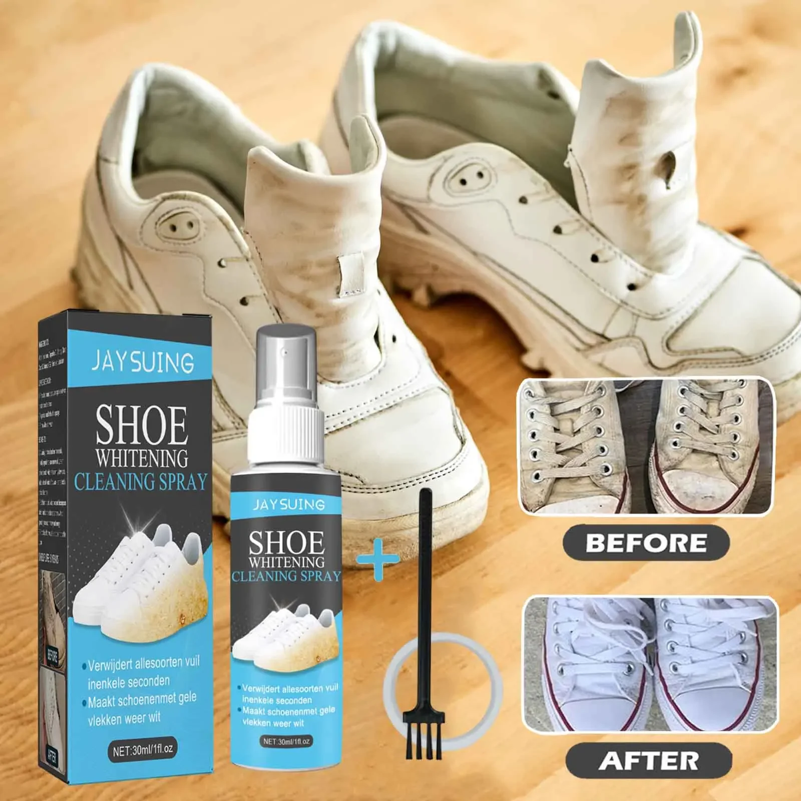 White Shoes Cleaner Spray with Brush Shoe Stain Yellow Edge Remover Sneakers Shoes Polish Cleaning Whitening Shoes Cleaner Kit