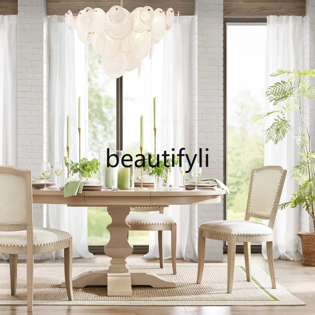 

A55 American table dining chair combination small apartment household garden dining table American solid wood dining table