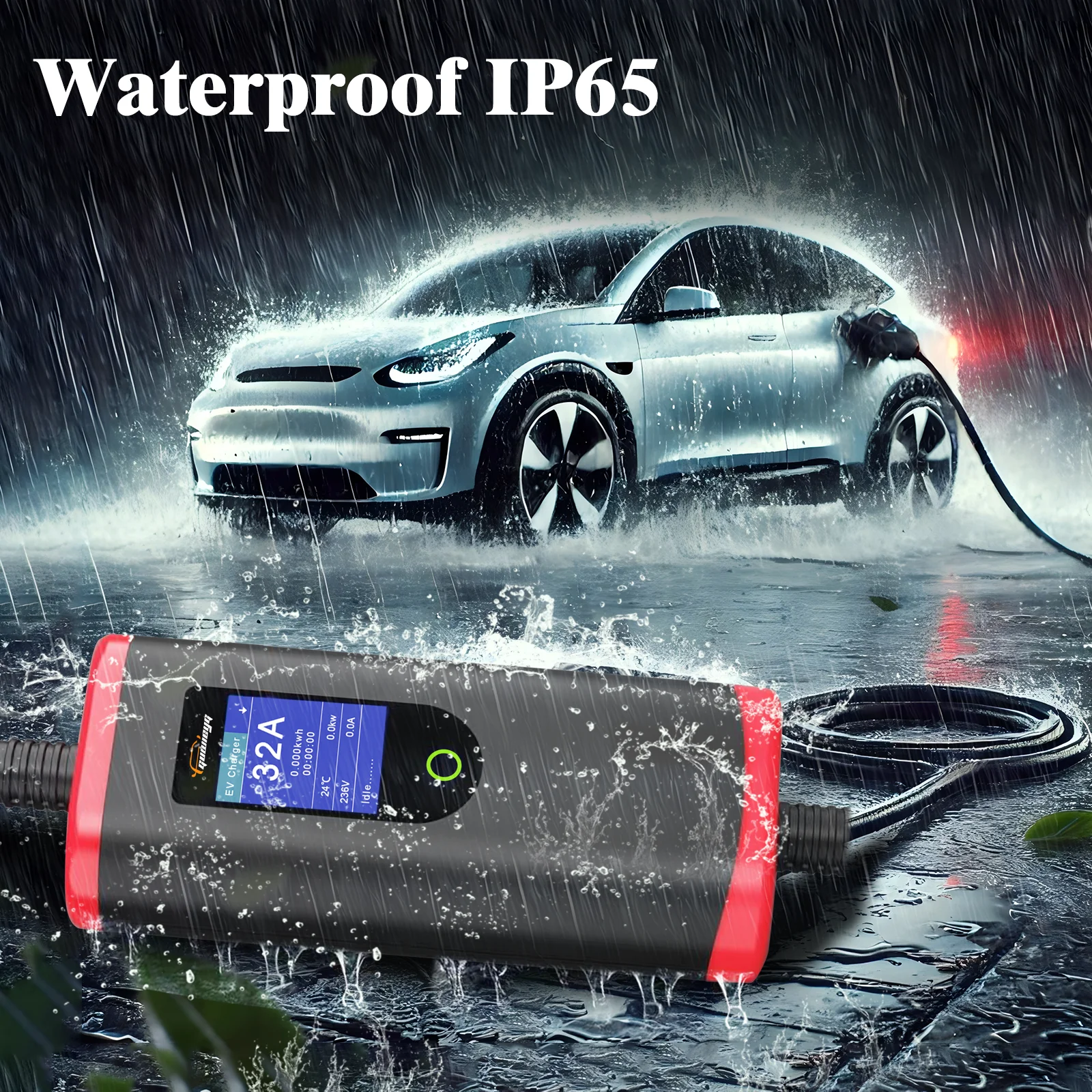

GUWIEYG Portable EV Charger Type2 22KW 32A 3Phase Fast Charging IEC 62196-2 Wallbox EVSE Charging Station for Electric Vehicle