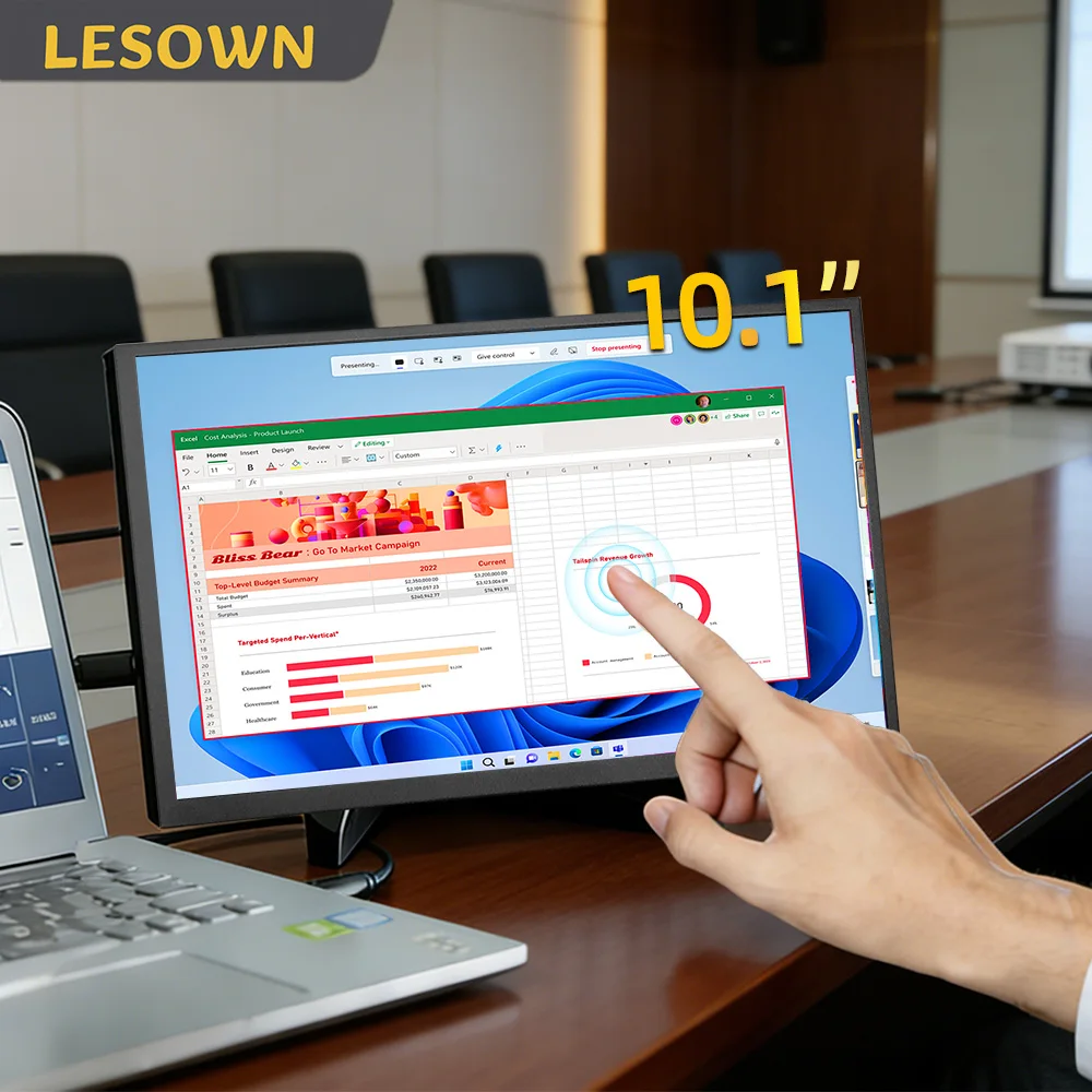 

LESOWN 10.1 Inch Ultra Slim 1280x800 IPS LCD Portable Display Auxiliary Monitor USB‑C Mini USB Screen for Windows Laptop PC