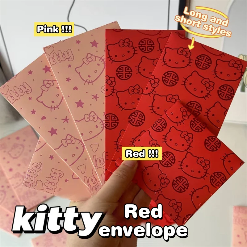 10Pcs Hello Kitty Red Packet Sanrio KT Cat New Year Red Envelopes Spring Festival Kids Lucky Money Wedding Gift