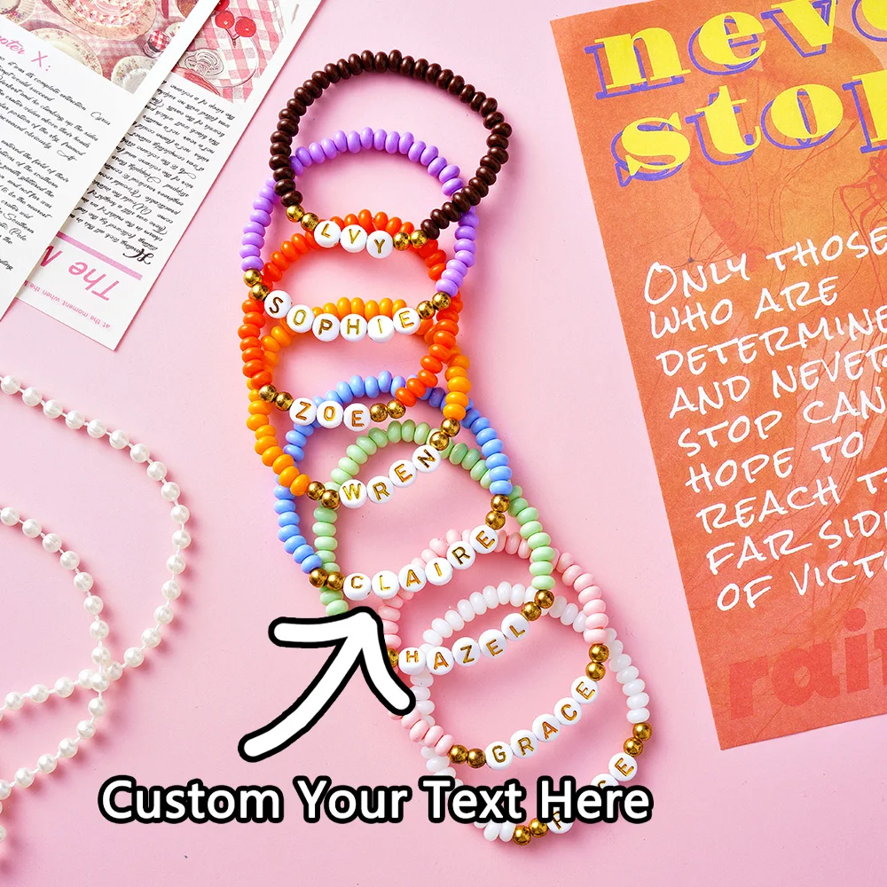 1PC Custom Bracelet - Personalized Engraved Name, Abacus Bead Design, Premium Texture, DIY, Laser Engraved, Ideal Daily Use & St