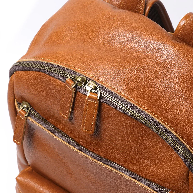 Men\'s Leather Backpack Travel Satchel Shoulder Bags Unisex College School Bags 14 Inch Laptop Bag Women\'s Sports Backpacks