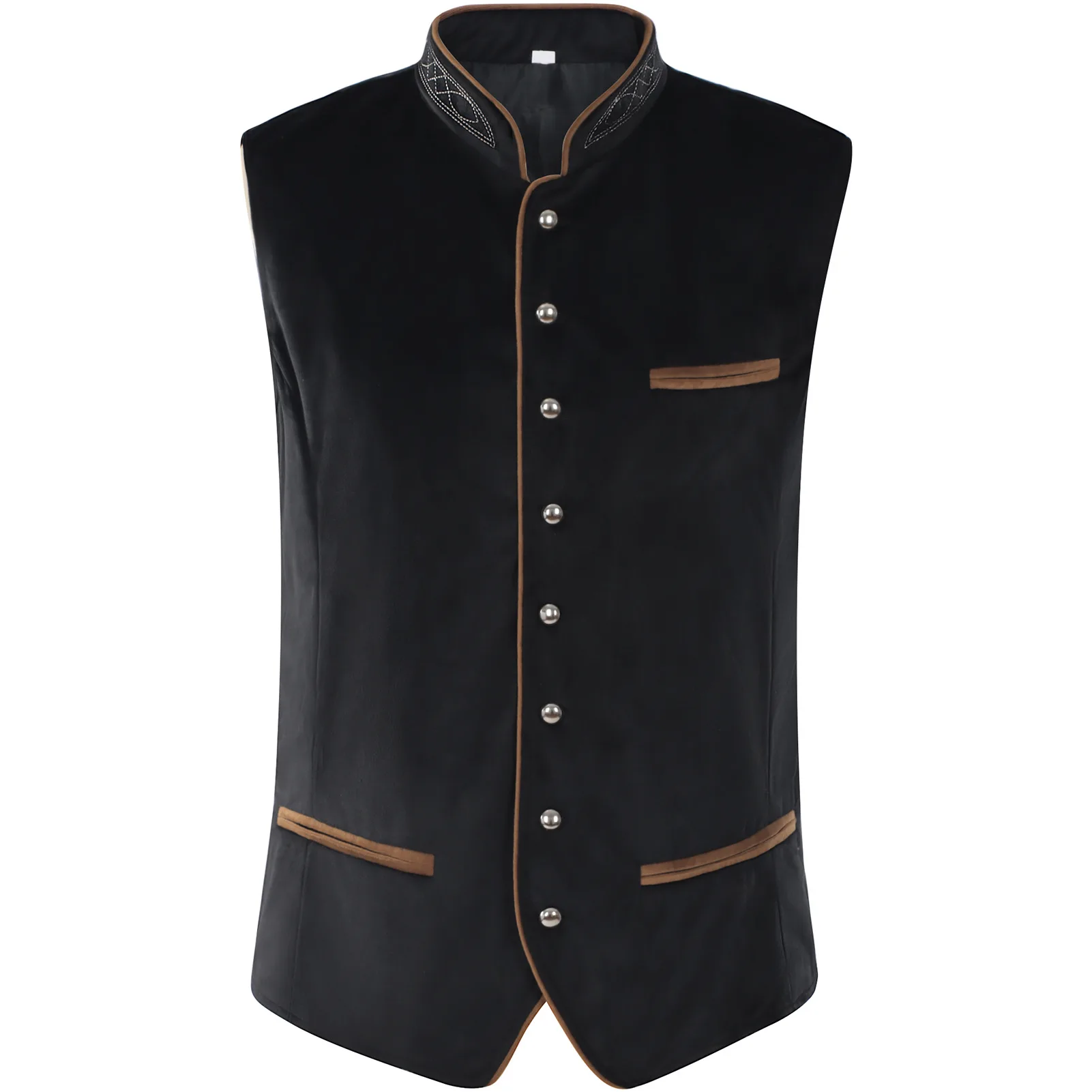 Munich Oktoberfest-Style Vest Stage Costume Fashionable Stand-Up Collar Vest for Halloween Bar Parties and Adult Wear for Unisex view 3