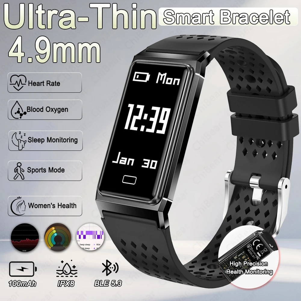 

2026New 4.9mm Ultra-Slim SmartWatch Health Monitoring Sport Mode Bluetooth Call Heart Rate Curved Design Smart Watch Women Men
