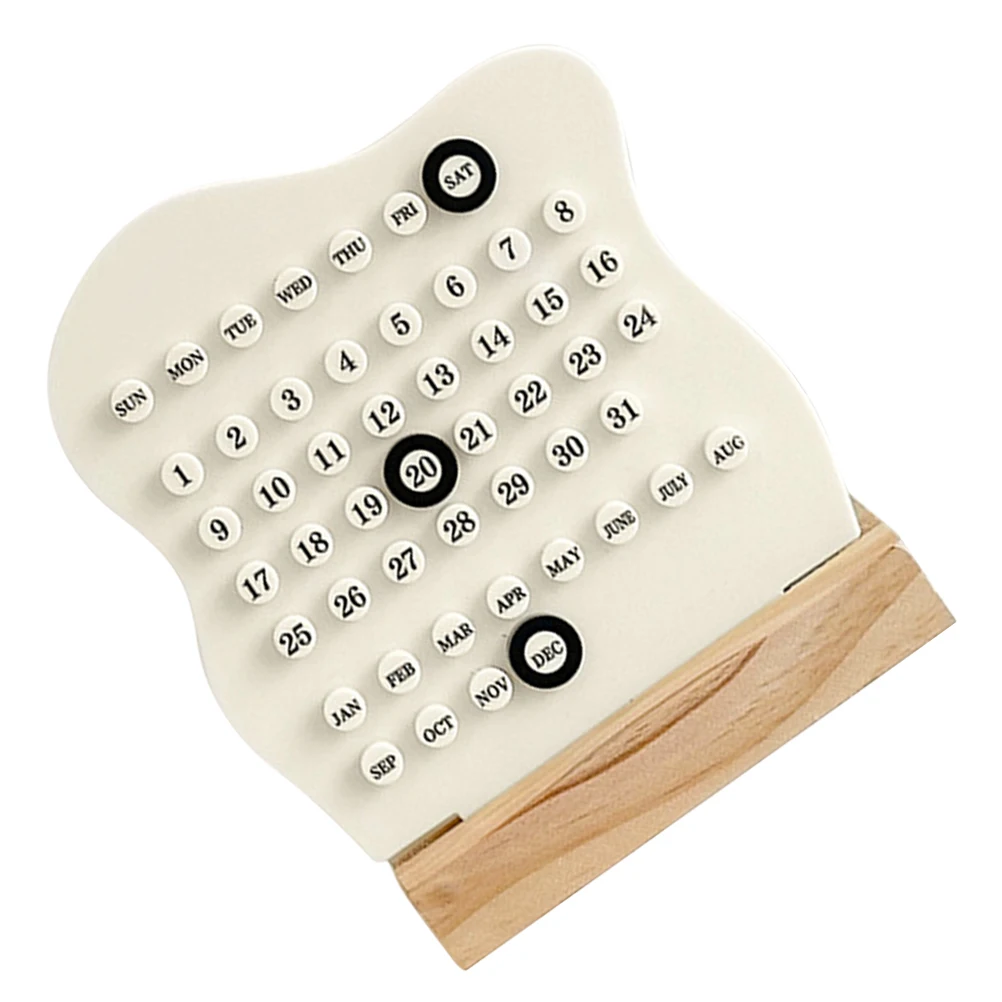 

Wooden Perpetual Desk Calendar Home Office Decoration Minimalist Circular Design Sturdy Desktop Ornament Long Term