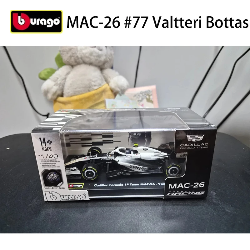 Bburago 1:43 2026 F1 Model With Helmet MAC-26 VCARB03 FW48 RB23 A526 Alloy Diecast Racing Car Miniature Collection Toy