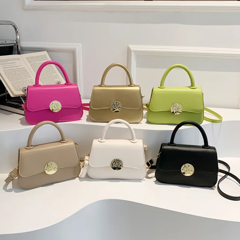 Trendy Small Square Shoulder Bag Women PU Leather Crossbody Bag Simple Solid Color Flap Messenger Bag Designer Handbags Pouch