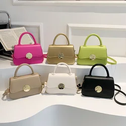 Trendy Small Square Shoulder Bag Women PU Leather Crossbody Bag Simple Solid Color Flap Messenger Bag Designer Handbags Pouch