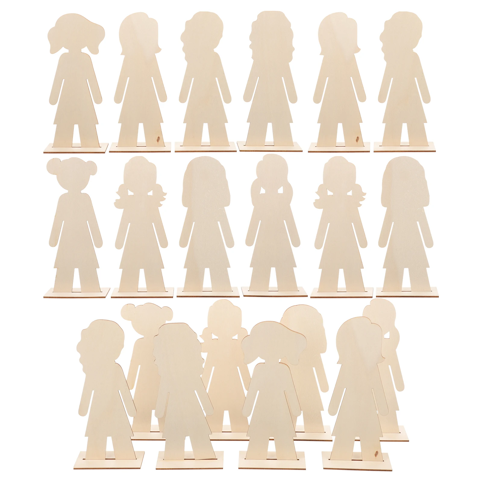 

20pcs Wooden People Cutouts Unfinished Craft Supplies Blank Wood Pieces Diy Ornaments Decorations Painted Wood Chips Home Party