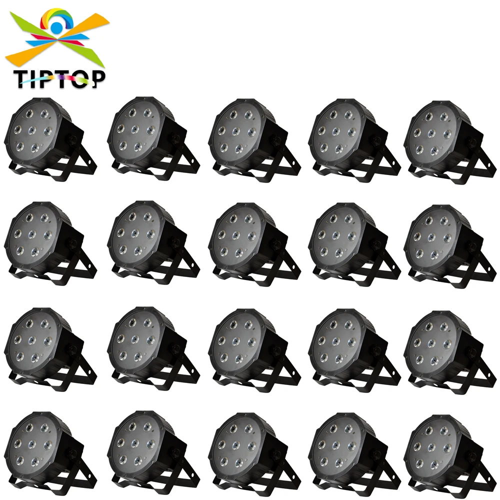 Big Discount 20pcs/lot RGBW Flat Led Par Light 70W DMX 4/8CH DJ Mega 4 Color Flat Design Power IN OUT 7x12W Led TP-P07A